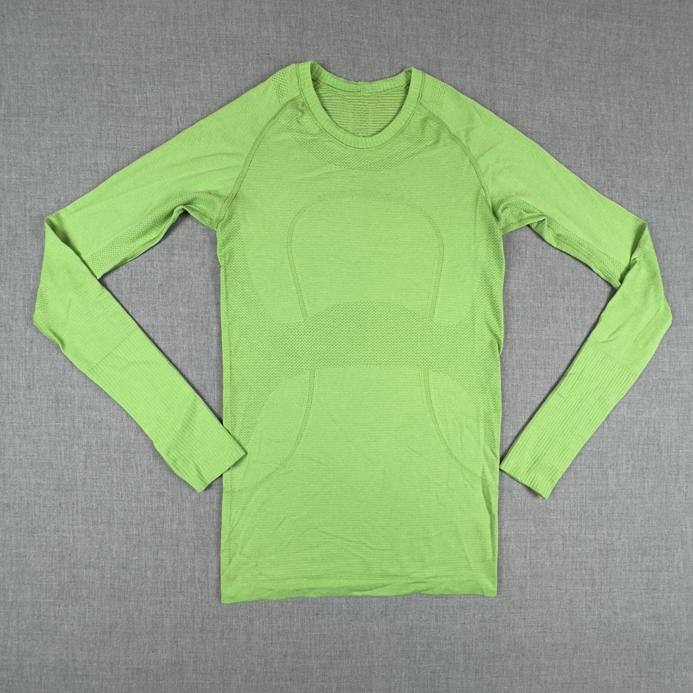 Lululemon Swiftly Tech Long Sleeve Shirt Womens 4 Green Seamless Thumbholes Yoga